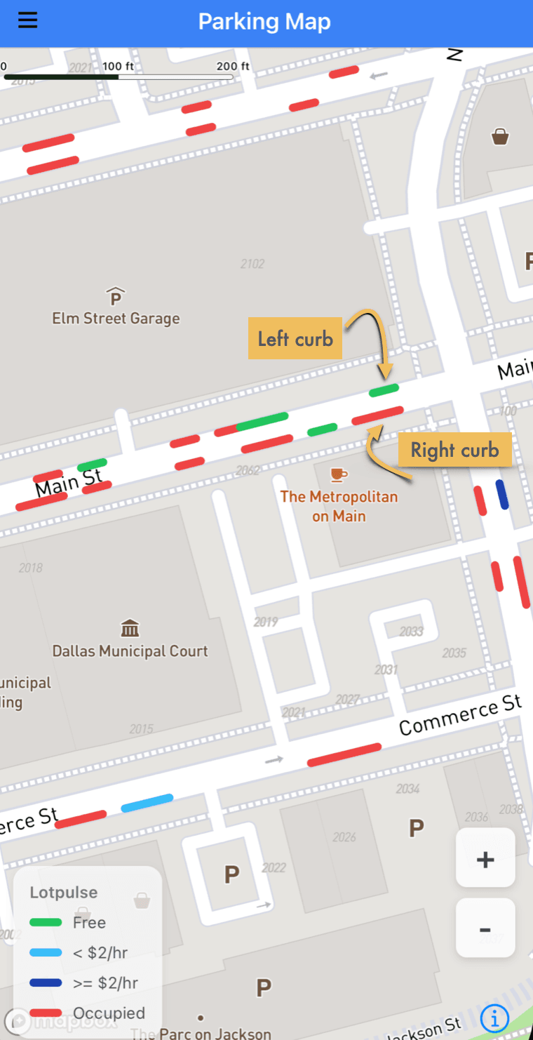 Curb parking mobile app