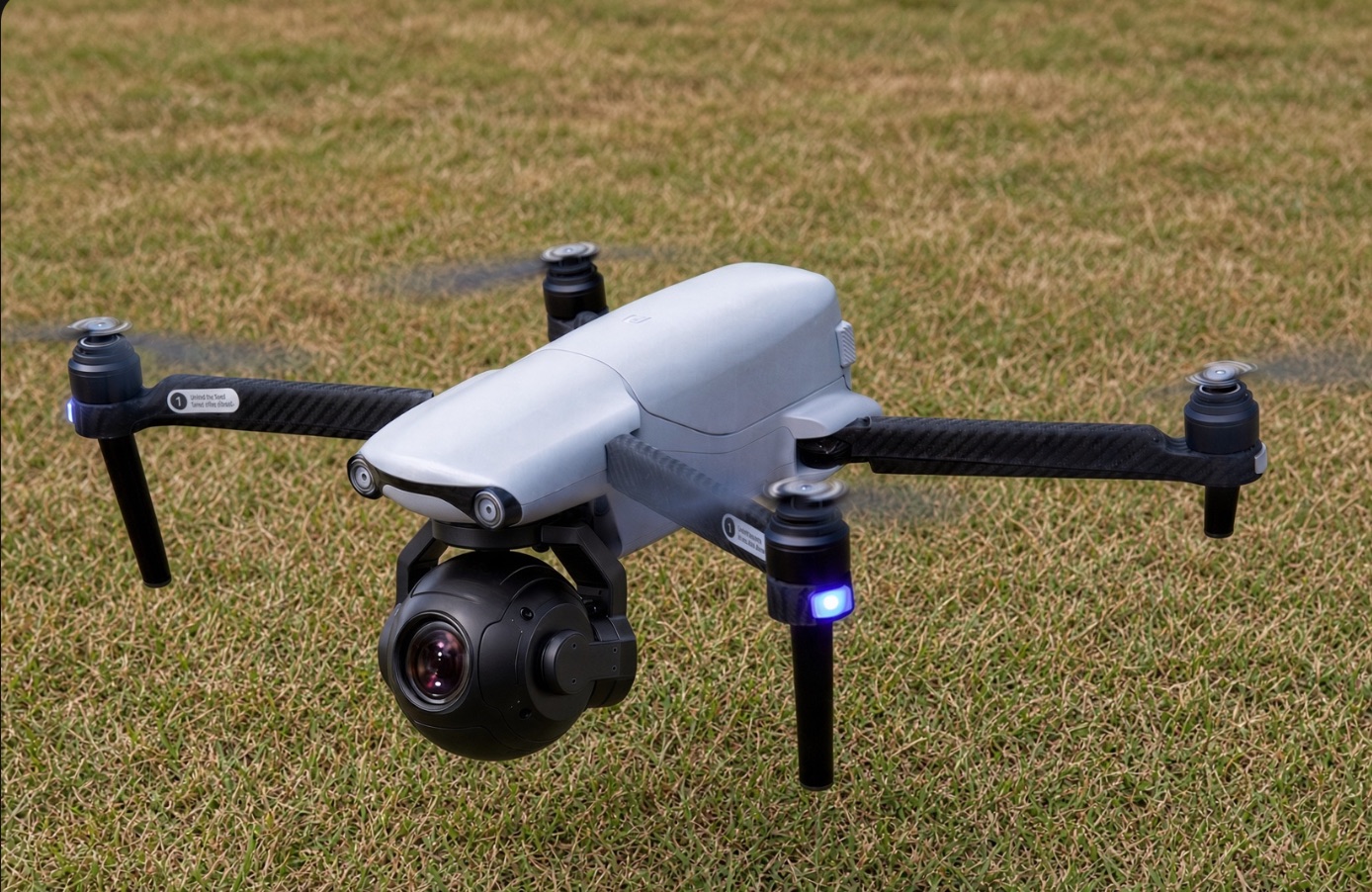 Inspection drone with a gimbal camera in flight