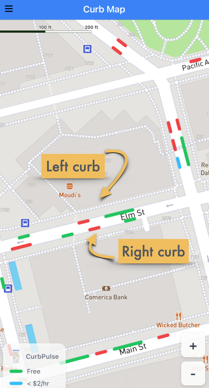 Curb parking mobile app